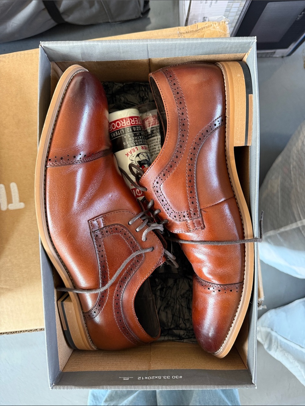 Stacy Adams Chestnut Brown Leather Wingtip Oxfords